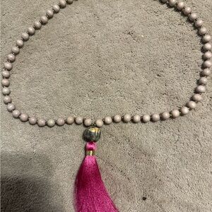 Chic Pink Tassel Beaded Necklace